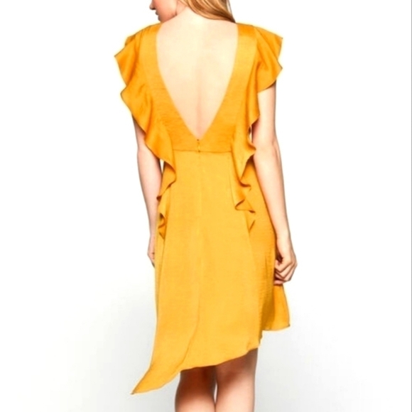 BCBG GENERATION GOLDEN ROD Asymmetrical Mini Dress Size 10 - Picture 2 of 11